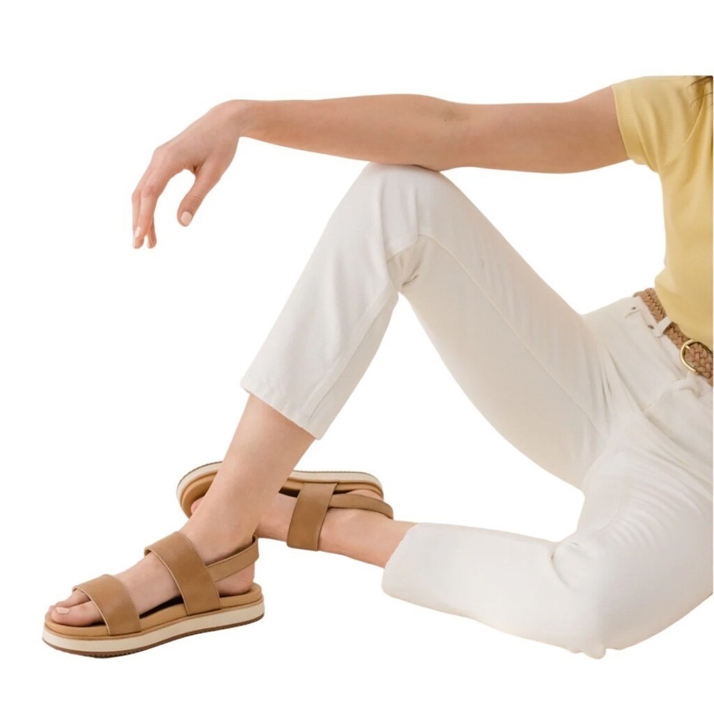 Anthropologie Nisolo Go-To Flatform Leather Platform Sandals Almond Shoes Sz 6.5 - Picture 5 of 8